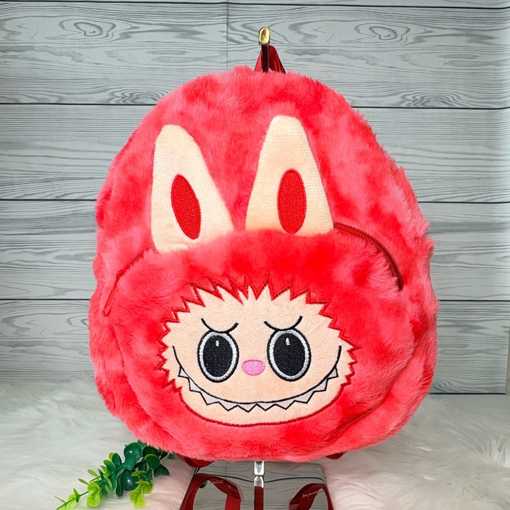 Red/Pink Labubu Plush Backpack‎ - Picture 3 of 7